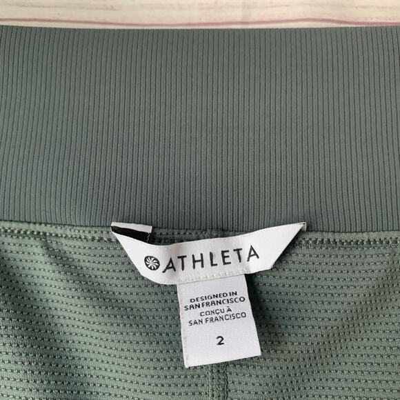 Athleta Sage Green Brooklyn Stretch Mini Skort Zipper Pockets Golf Tennis Size 2 - Picture 12 of 16